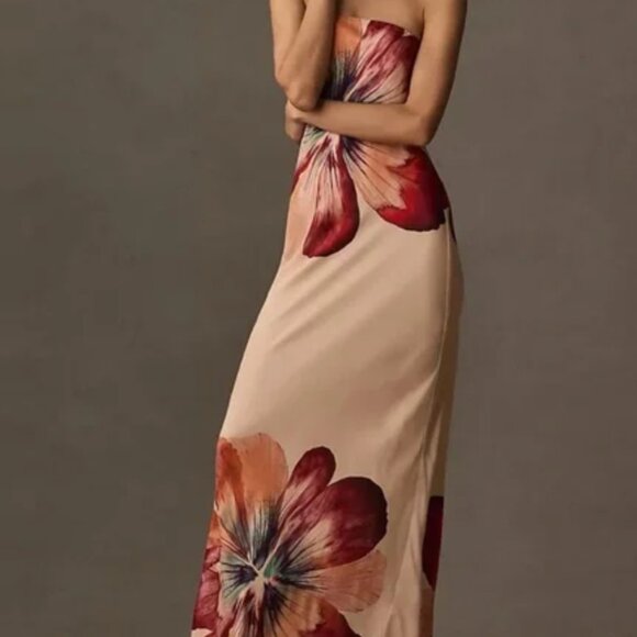 Anthropologie The Fleur Strapless Satin Maxi Slip Dress - Large -NWT - Picture 3 of 7